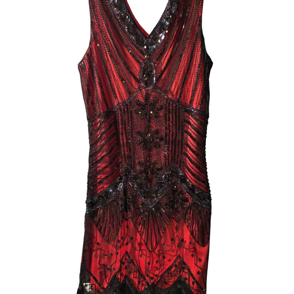 Red and Black Sequined Dress